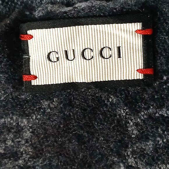Gucci Rare Vintage Studded Dark Grey & Silver Reversible GG Logo Print Shawl - Picture 10 of 10